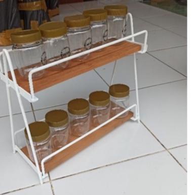 ❇ RBK / RAK BUMBU DAPUR BESI DAN KAYU MODERN / RAK BUMBU BESI TINGKAT ❉