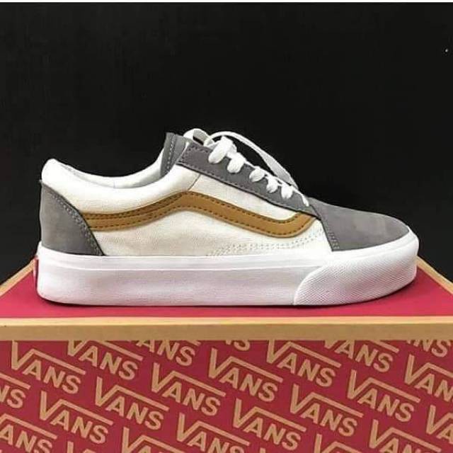 [NEW PRODUCT] Sepatu Vans Oldskool Grade Original Premium Impor SILVER GOLD Sekolah Kerja Kuliah Whi