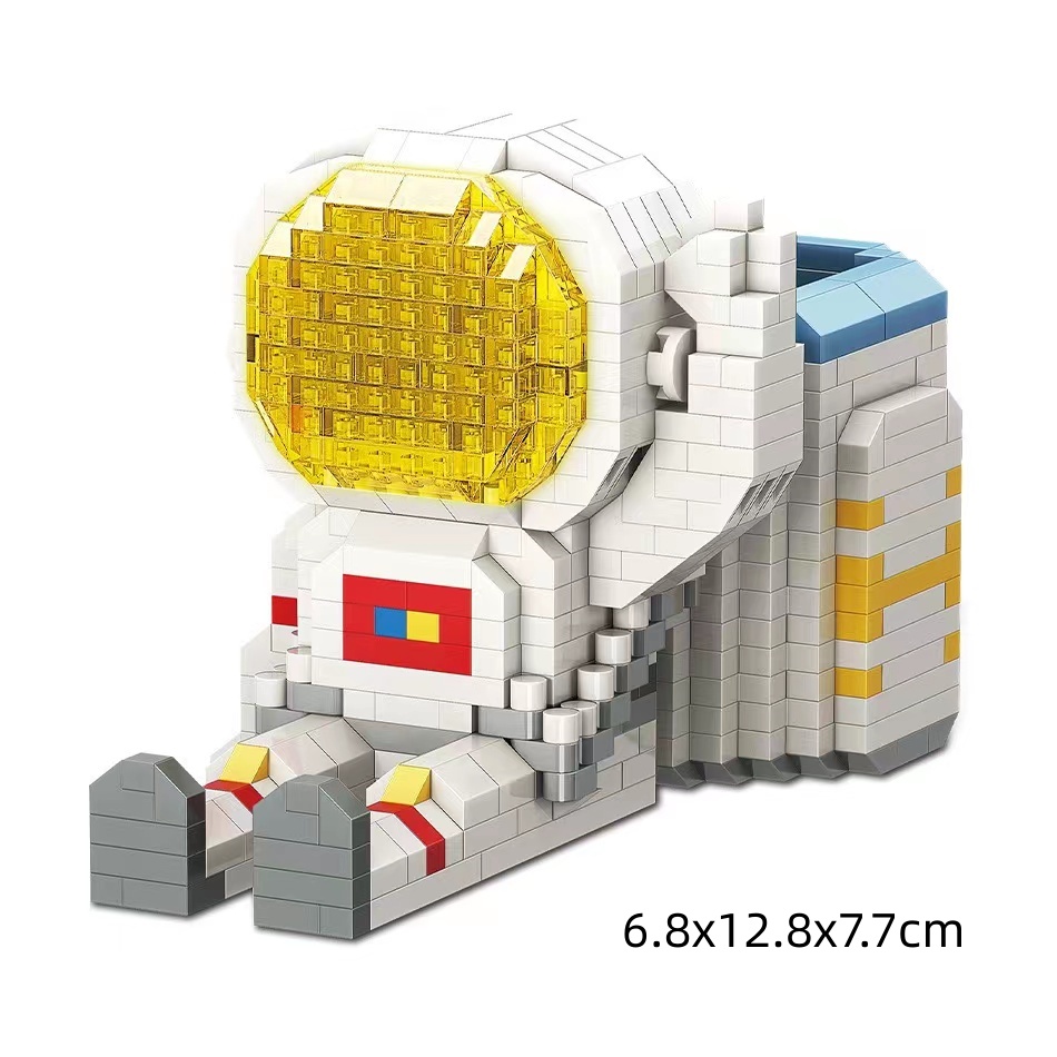 Kompatibel Dengan Lego Blok Bangunan Siswa Buatan Sendiri Pen Holder Puzzle Partikel Merakit Mainan Ornamen Astronot