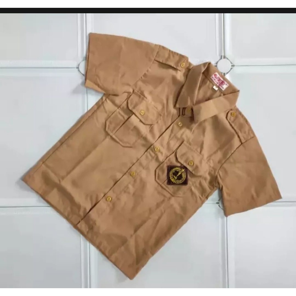 BANTING HARGA Baju PRAMUKA Lengan PENDEK Laki Coklat Seragam Sekolah SD