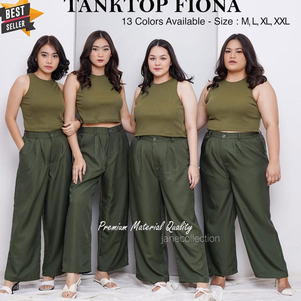 Terbaik JANE COLLECTION || Tank Top Polos Inner Blazer Wanita Bahu Lebar O Neck Rib Camisole Tengtop