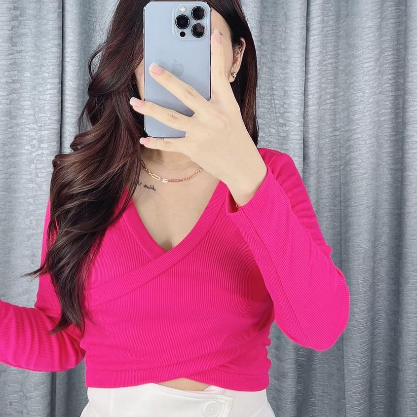 ☃ Gweny wrap crop top | atasan crop top ♦