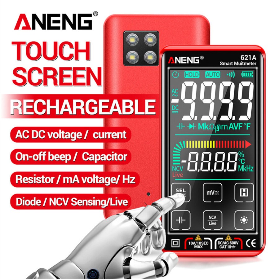 ANENG 621A Multimeter Digital Layar Sentuh 9999 Hitungan Otomatis