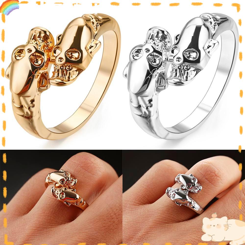 Cincin Kepala Tengkorak SOLIGHTER Rock Rap Finger Jewelry Pria Keren