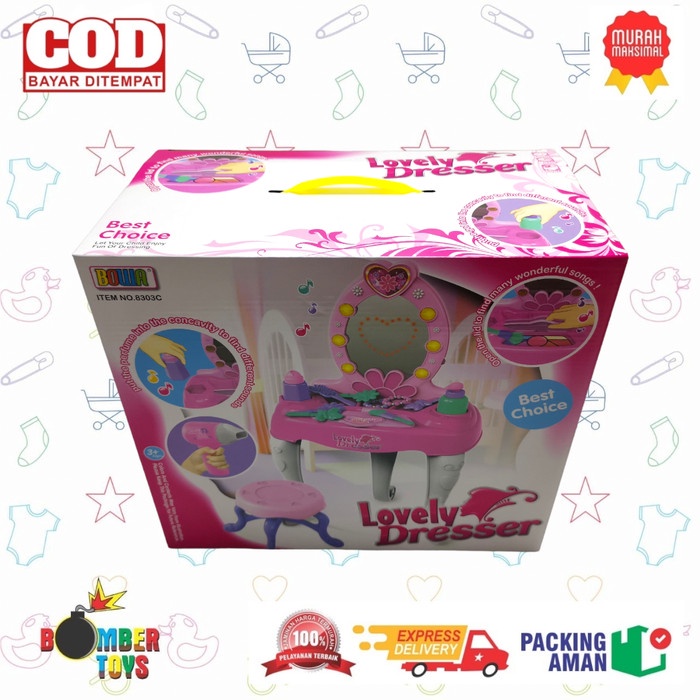 MAINAN ANAK PEREMPUAN MEJA RIAS LOVELY DRESSER BANGKU MUSIC LAMPU KADO