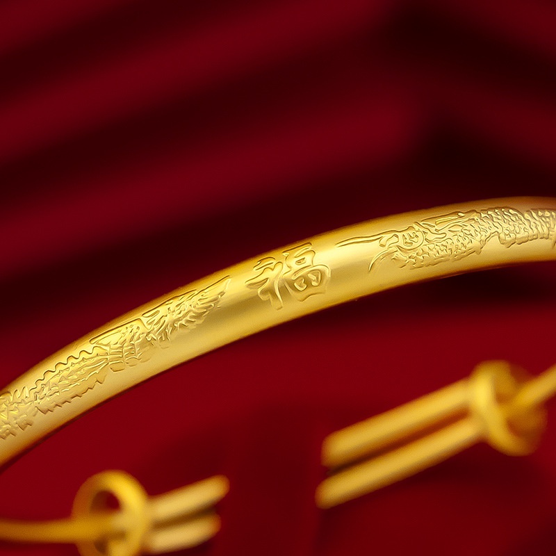 Goldkingdom Fashion Perhiasan 24 K Bangkok Aksesoris Ready Stock Tembaga Murni Plating Butik Perempuan Pernikahan Longfeng Gelang Kekayaan Yang Kaya