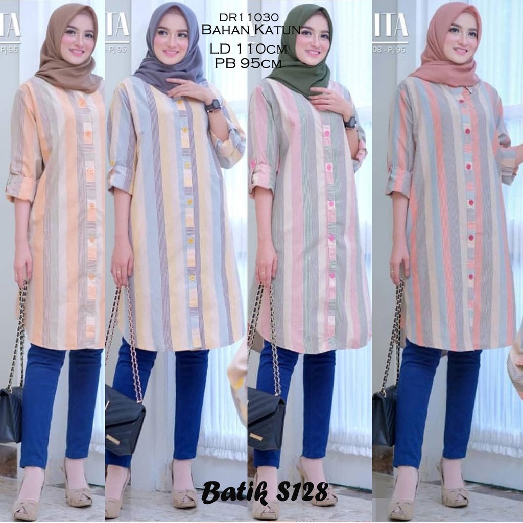 Tunik Salur AILEN TUNIK SALUR Tunik Garis Dress Salur Panjang