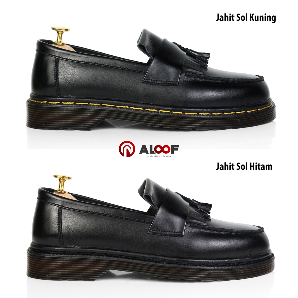 Aloof QIWARI - Sepatu Loafers Tassel Pria Kulit Asli Original