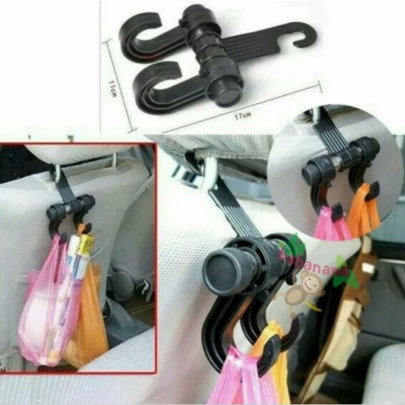 Gantungan Barang Mobil Car Seat Hanger Hook Holder Bag Organizer 2in1