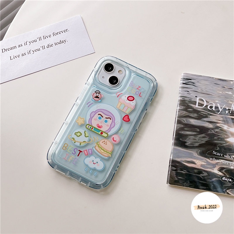 IPHONE Casing Transparan Kompatibel Untuk Iphone11 14 13 12 Pro MAX XR 6 6S 7 8 Plus X XS MAX Kartun tory Alien Buzz Lightyear Shockproof Airbag TPU Back Cover Soft Phone Case