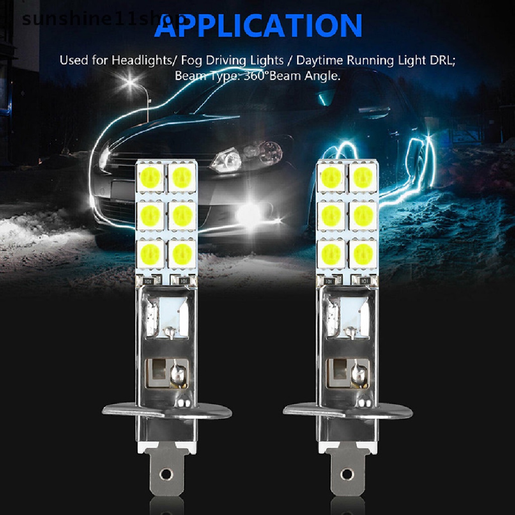 Sho 1Pc Lampu Depan LED Mobil H1 H3 Head Lights 55W 5050chip 6000K Fog White Lamps N