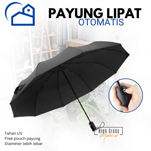 Payung Lipat Otomatis Buka Tutup Anti UV Kokoh Payung Hujan Premium Payung Lipat Otomatis