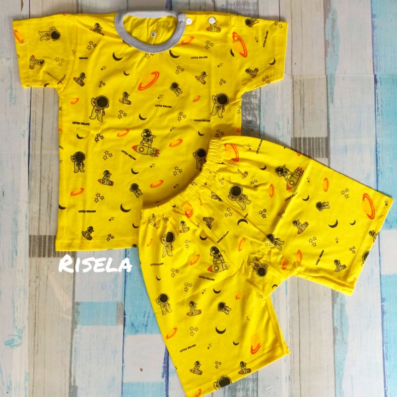 Setelan Baju Bayi Anak 3-48 Bulan Lengan Pendek Motif Astronot Keren