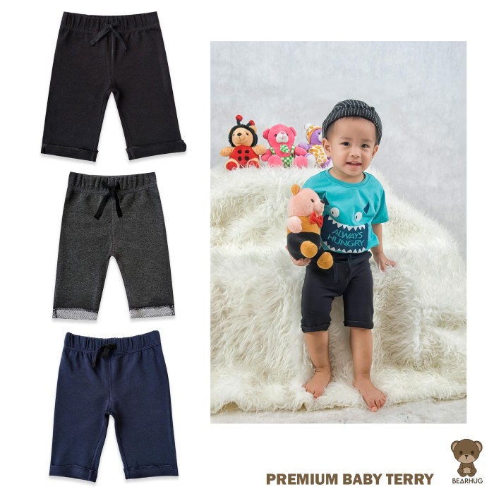 ♥BabyYank♥ Bearhug Celana Bayi Laki-laki lipat polos 3/4 6-18M LGF4 Mix - Celana Legging Bayi