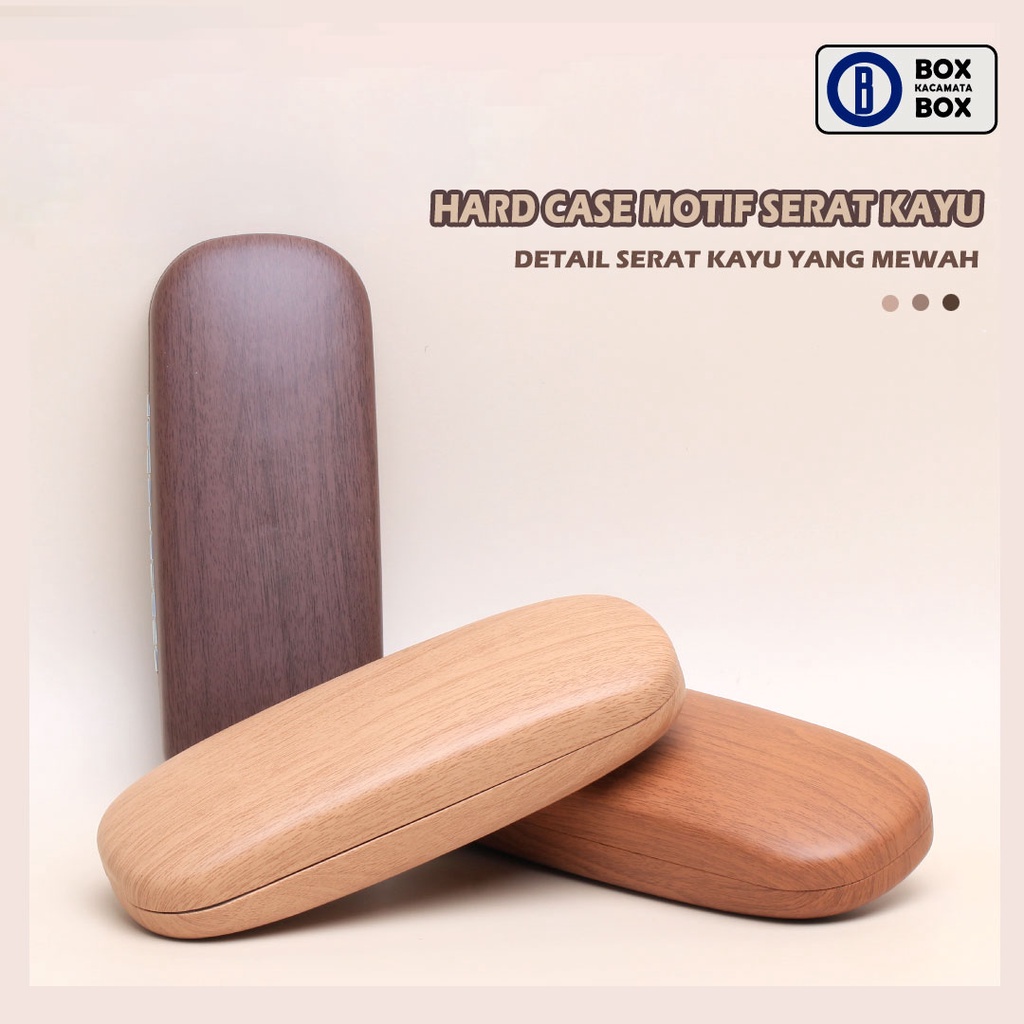 Tempat Kacamata Hard Case / Box Kacamata Cepuk Magnet Motif Serat Kayu Kokoh / Tempat Kacamata A3