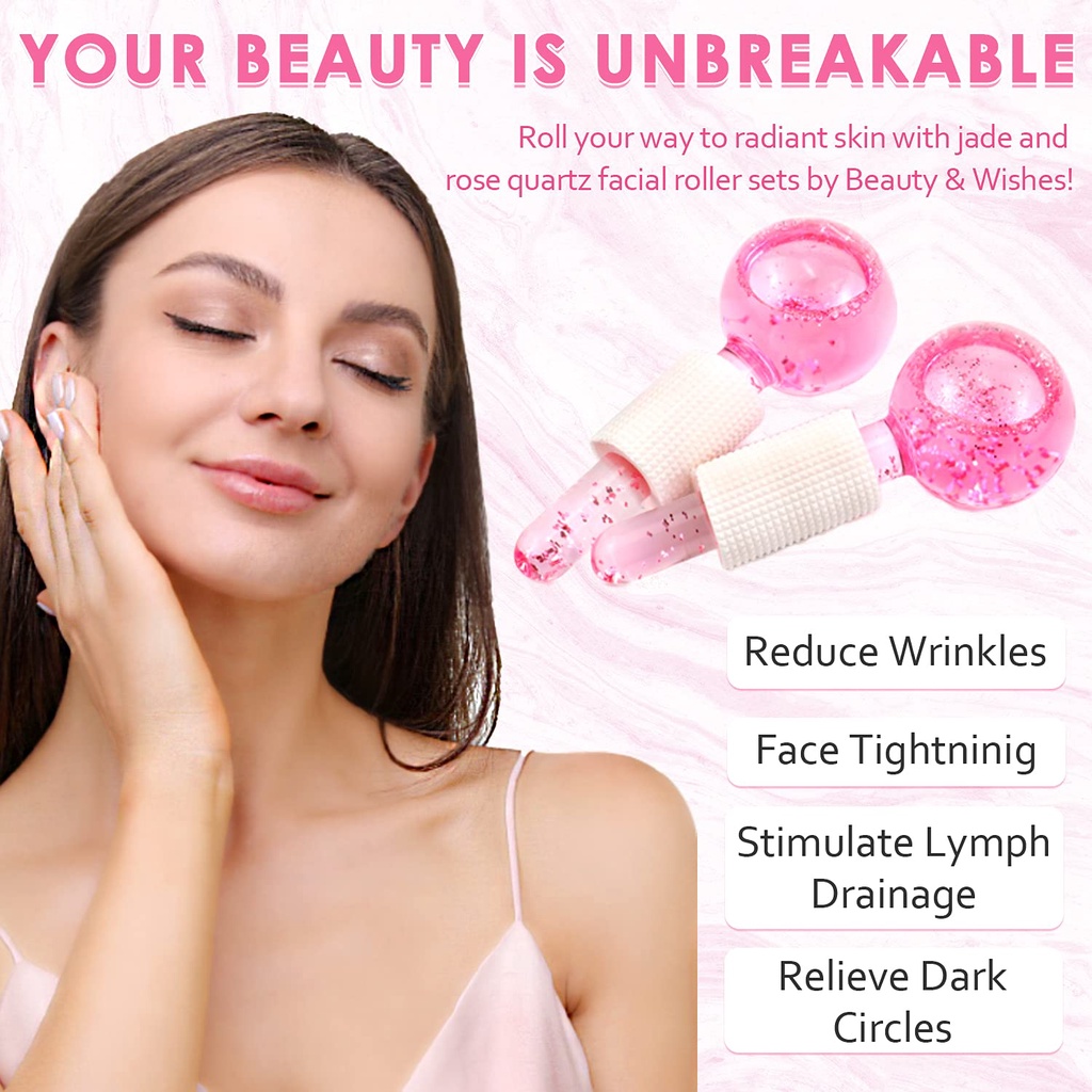 Ice Globes Roller Glitter Beauty Crystal Ball Facial Massage Tool Untuk Mengurangi Bengkak Pada Wajah Alat Pencerah Wajah