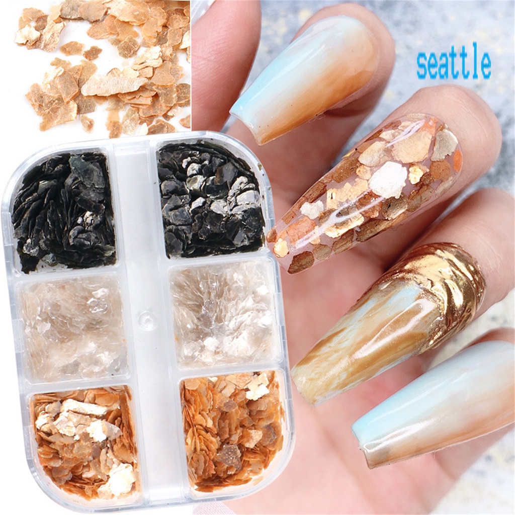 Mica Slice / Payet Reflektif 6 Grid / Box Untuk Membuat Nail Art Cantik