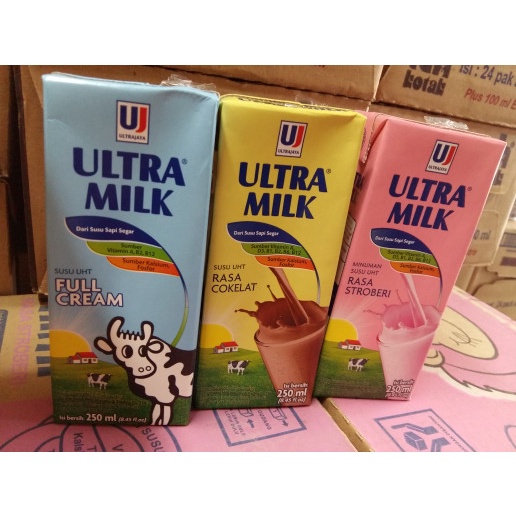 

[ COD ] ultra milk 250 ml varian rasa per dus isi 24pcs - Stroberi