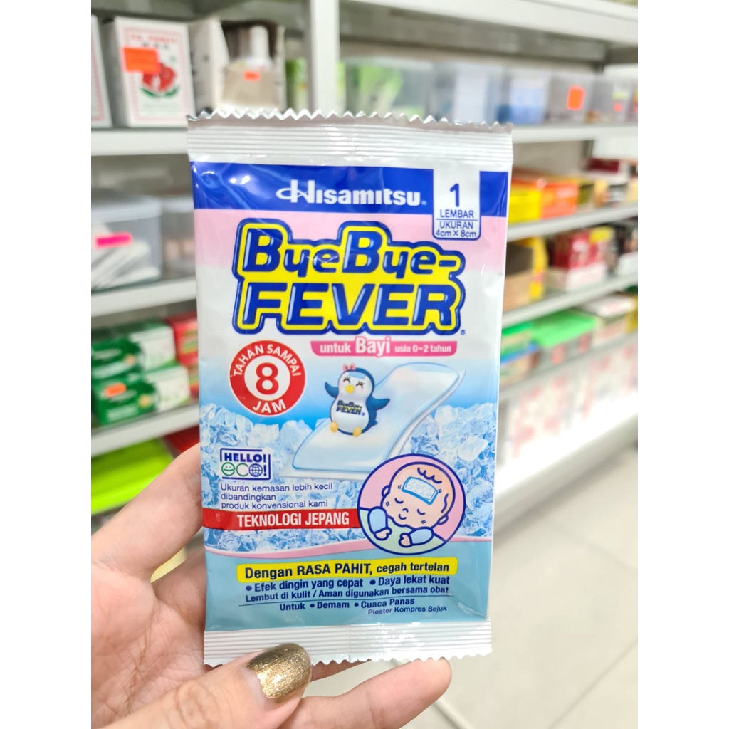 BYE BYE FEVER BAYI ISI 1 LEMBAR PENURUN DEMAM 0-2 TAHUN PLESTER KOMPRES DEMAM / PENURUN PANAS BAYI /