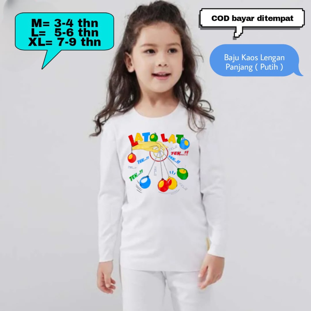 Hzl_outfit Kaos Baju Anak Lengan Panjang Perempuan dan Laki Laki/ Size M,L,XL