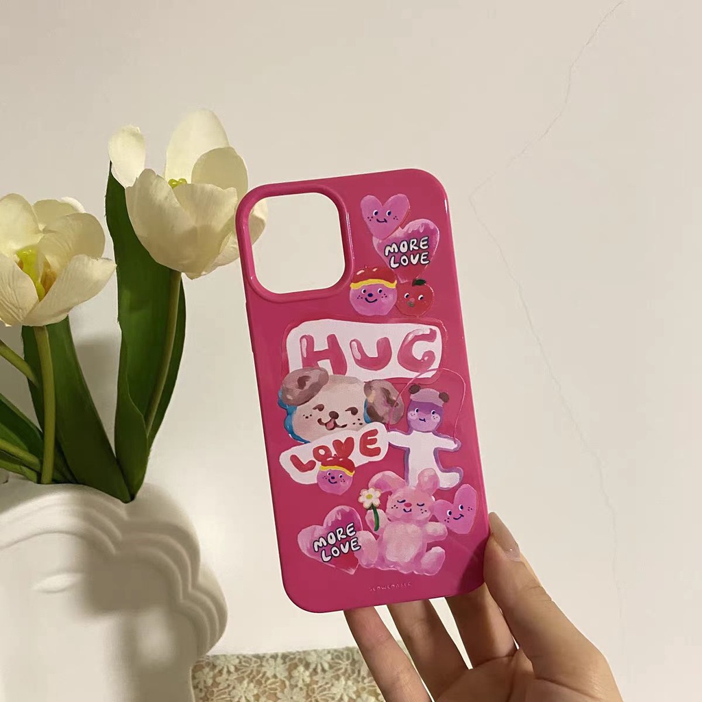 IPHONE Ins Pola Beruang Cocok Untuk Iphone14 14pro 14plus 13 13mini 13pro 13prm iPhone12 7Plus 8Plus Xr XS 13 12mini Pro Max Empat Sudut Casing Ponsel Tahan Guncangan