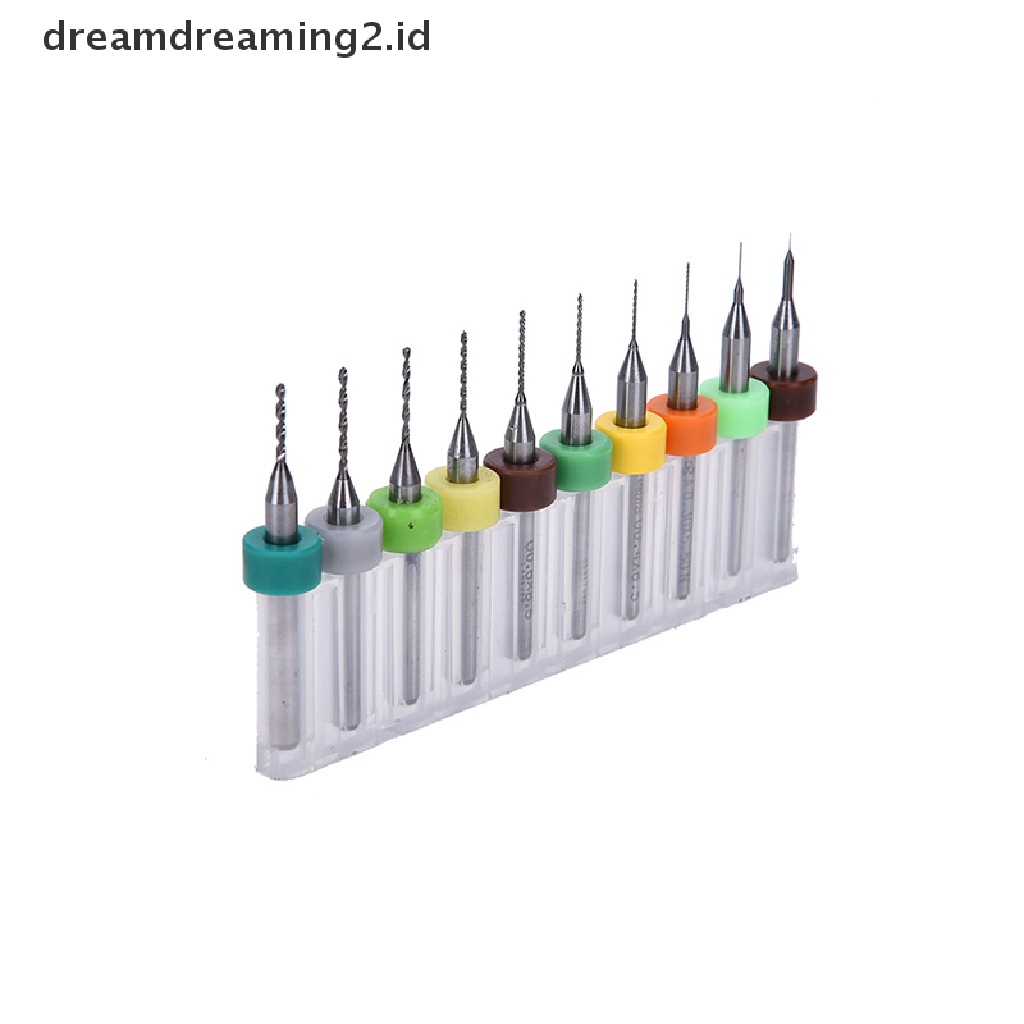 (dream) 10pcs PCB CNC Cetak Papan Sirkuit Carbide Micro Drill Bits Set Alat 0.1mm-1.0mm.