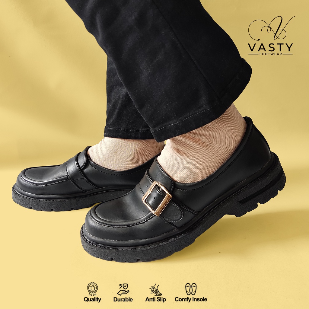 Sepatu pantofel wanita kerja formal cewek sekolah bahan kulit sintesis  ST. 50