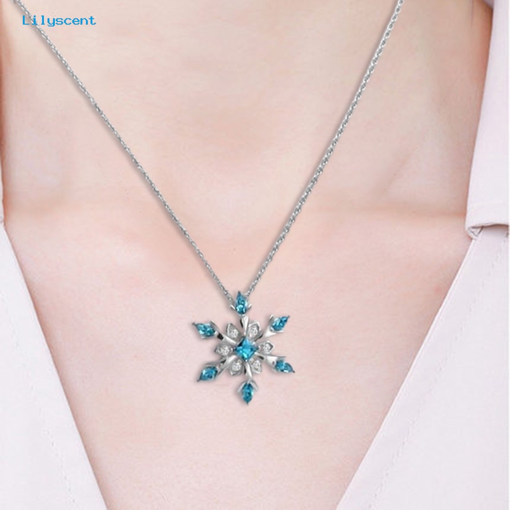 [LS] Ladies Necklace Snowflake Pendant Nyaman Dipakai Perhiasan Kalung Liontin Wanita Bergaya Untuk Outdoor