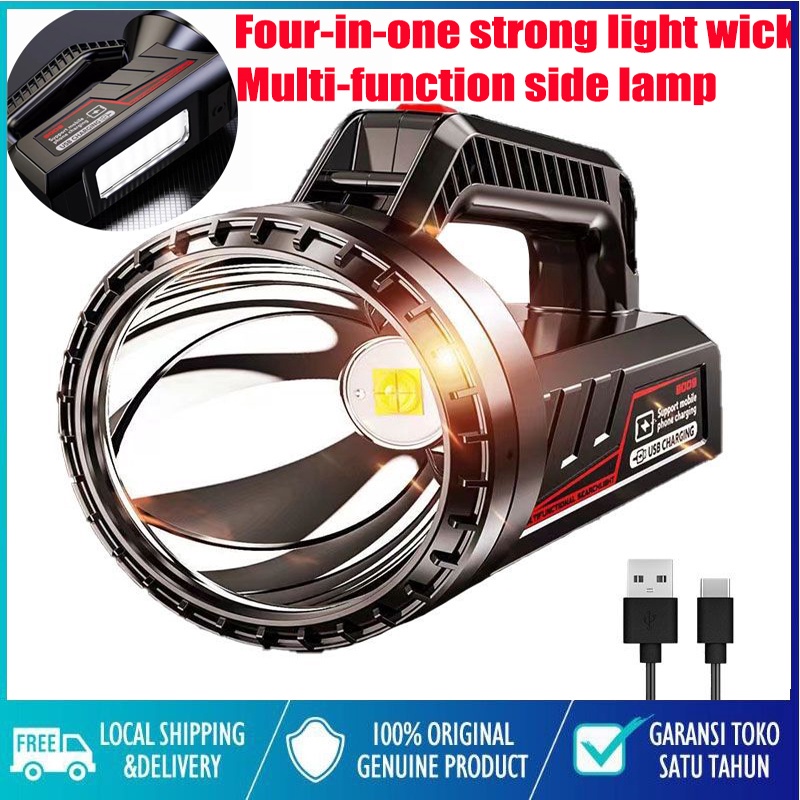 Senter LED Super Terang jumbo Multifungsi 45W IPX4 Tahan air Waterproof Power Bank lampu 6000 lumen aoki Senter besar