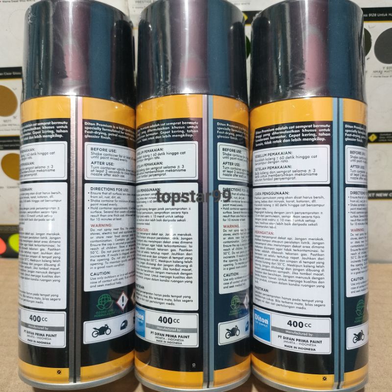 Diton Premium Paket Lengkap 3 Kaleng 400cc Biru Doff Dop Blue Vivace 9487 Silver 9124 Clear Doff 9130 Pilox Pilok Cat Semprot Spray Paint