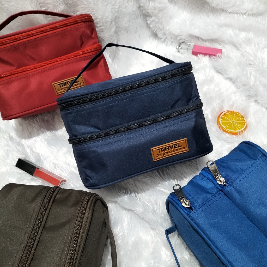 ORGANIZER BAG SUSUN POUCH KOSMETIK  WATERPROOF TRAVEL TEMPAT MAKE UP POLOS TAS COSMETIC WANITA MURAH