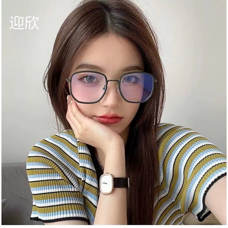 T&amp;Y Kacamata Poligonal Anti Radiasi 6651 Kaca Mata Wanita Pria Frame Sunglasses Lensa Transparan Fashion Blue Light Kacamata Fashion