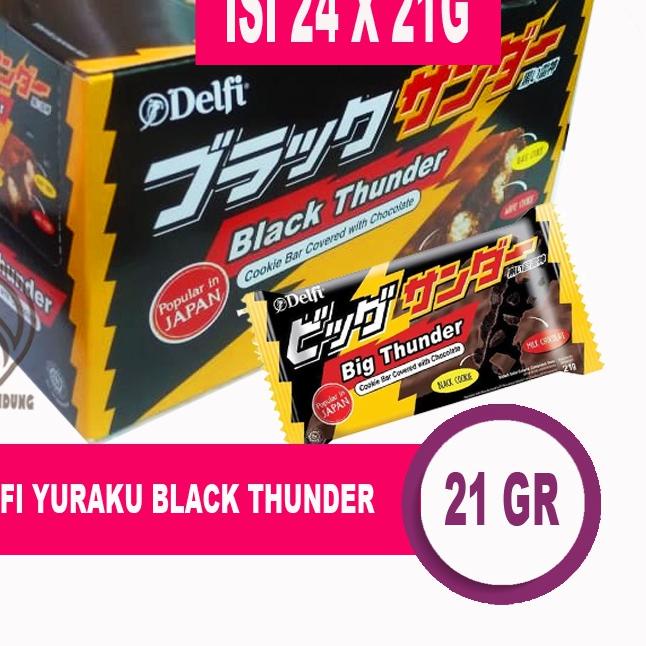 

✳ DELFI YURAKU BLACK THUNDER BOX ISI 24 PCS X 21 GR/GRAM, COKELAT COOKIE BAR BLACK TUNDER 24PC X 21GR ✹