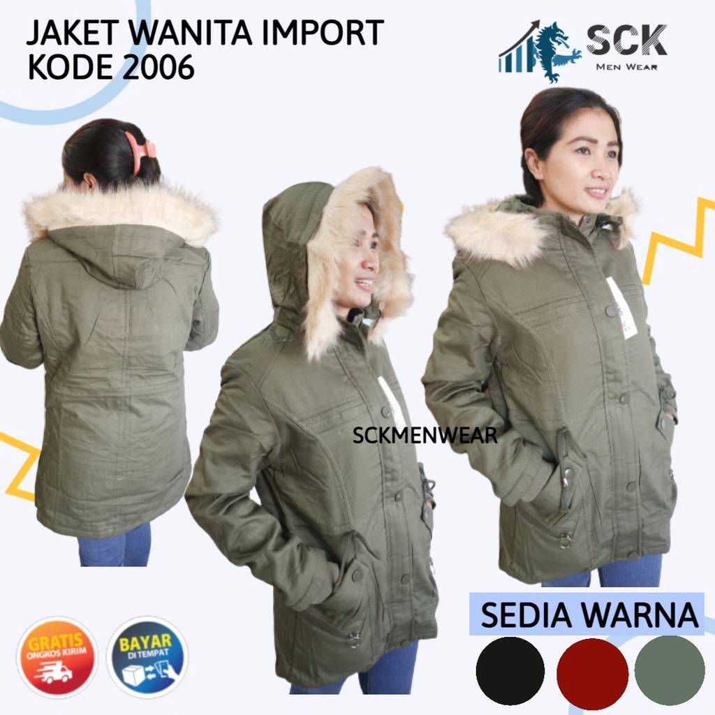 Jaket Parka Katun Dalam Bulu Wanita / Jaket Cewek Model Parka Aneka Warna Musim Dingin Dalam Bulu  - sckmenwear GROSIR