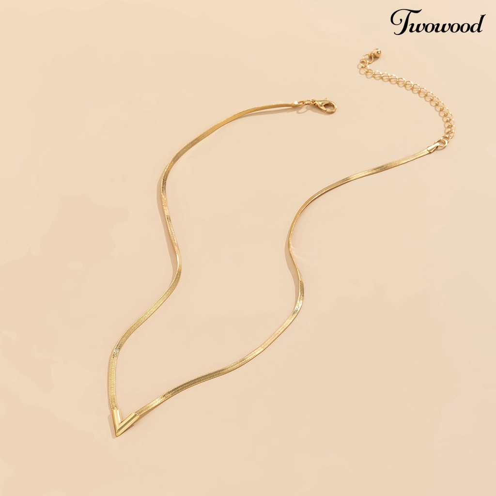 Twowood Adjustable Dipanjangkan Rantai Oblate Pria Kalung V-shaped Charm Choker Necklace Perhiasan Aksesoris