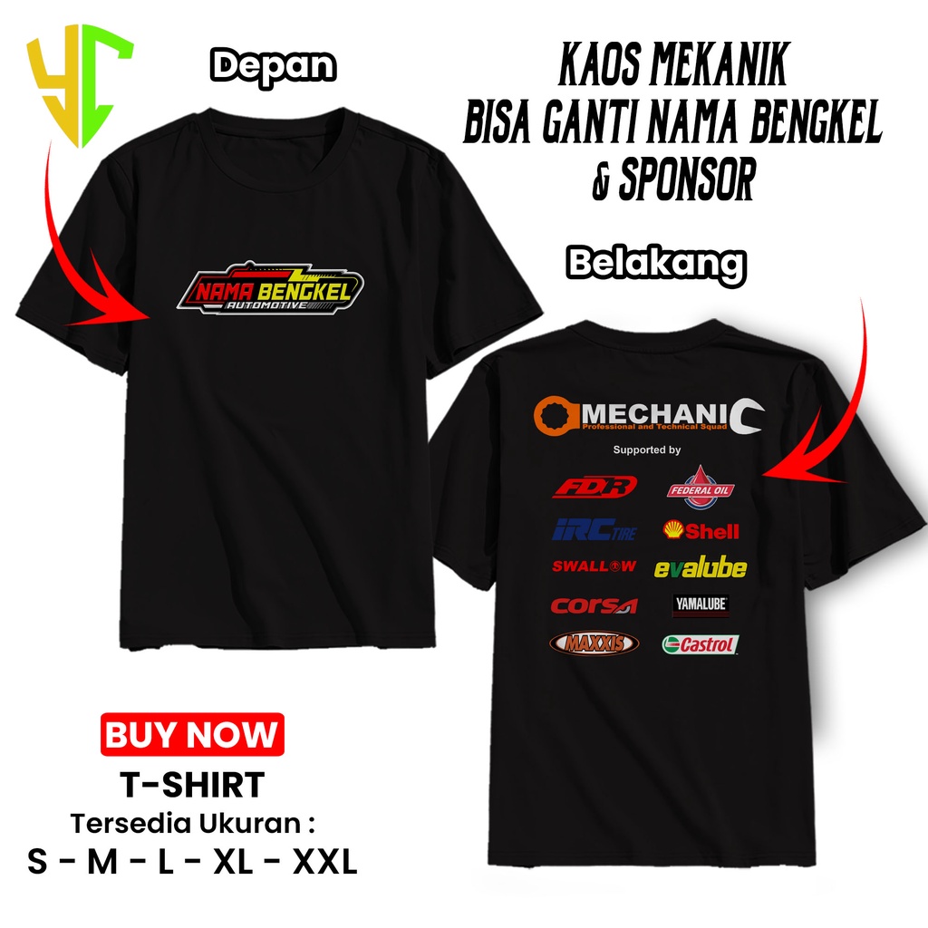 KAOS MEKANIK OTOMOTIVE DESAIN SENDIRI KAOS BENGKEL KUALITAS DISTRO - KAOS REQUEST NAMA BENGKEL - KAO