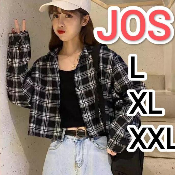 Cod - Kemeja Crop Tartan Flanel / Kemeja Kotak Oversize Flanel/ Kemeja Flanel Wanita - Baru .