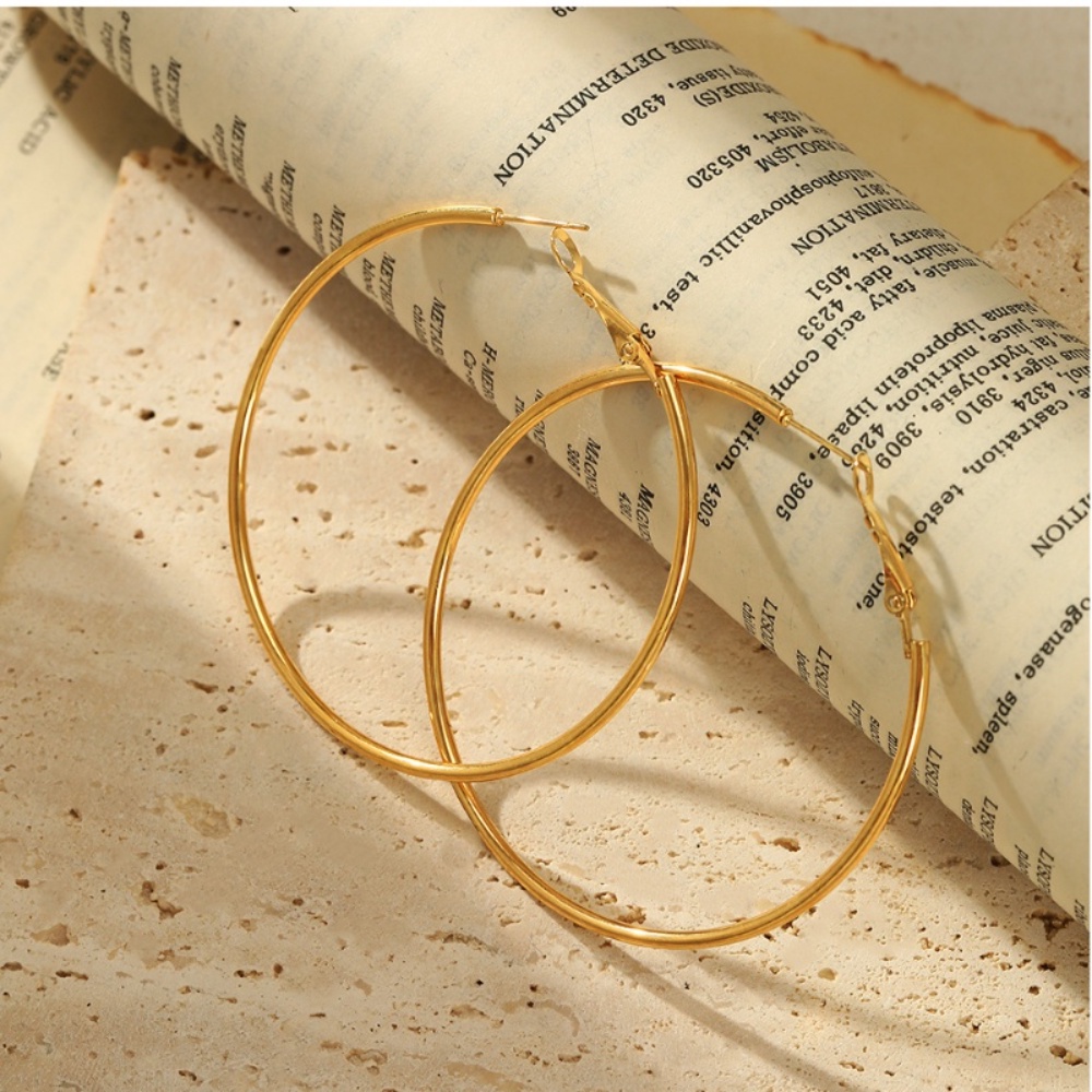 2pcs Anting Hoop Loop Lapis Emas 18K Stainless Hypoallergenic Tidak Luntur Untuk Wanita Hadiah Pernikahan Hypoallergia