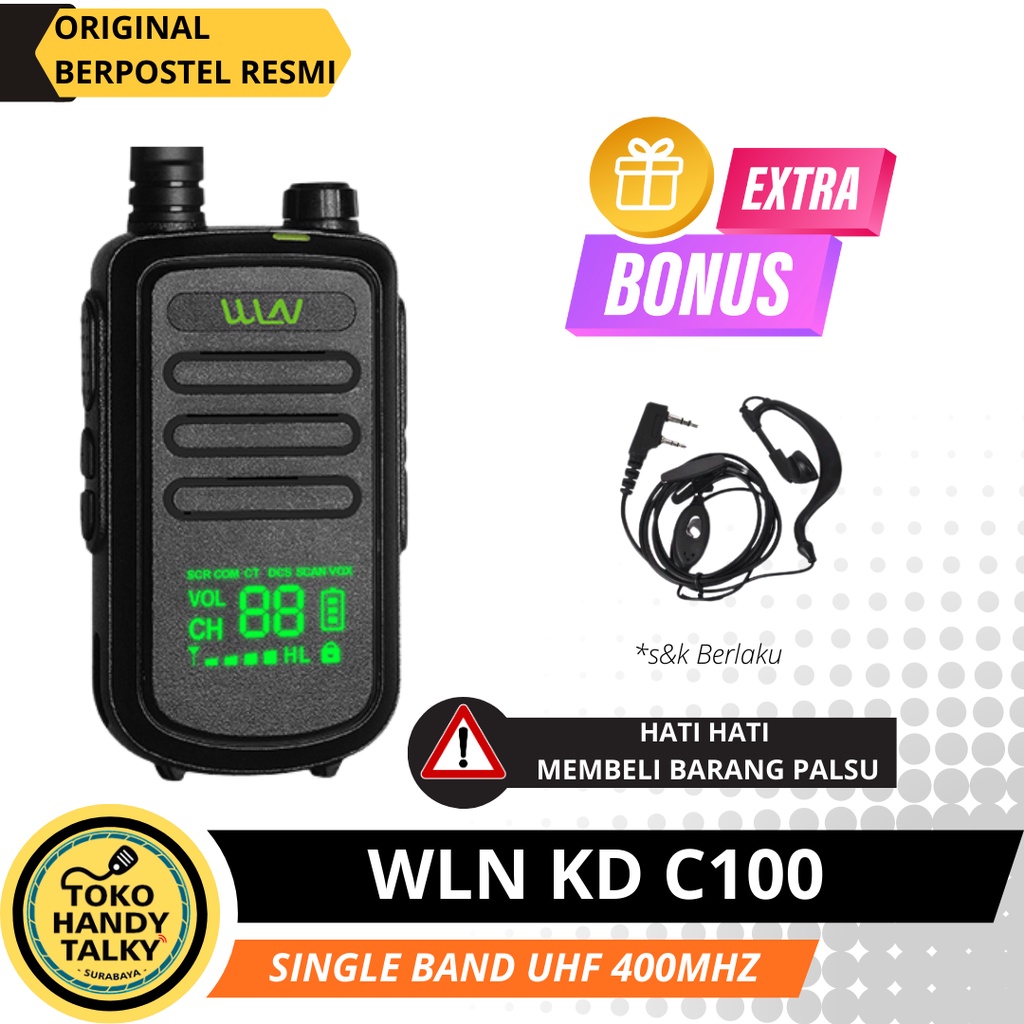 WALKIE TALKIE WLN KD-C100 C100 UHF 400-470 MHz SATUAN / SINGLE NEW ORIGINAL