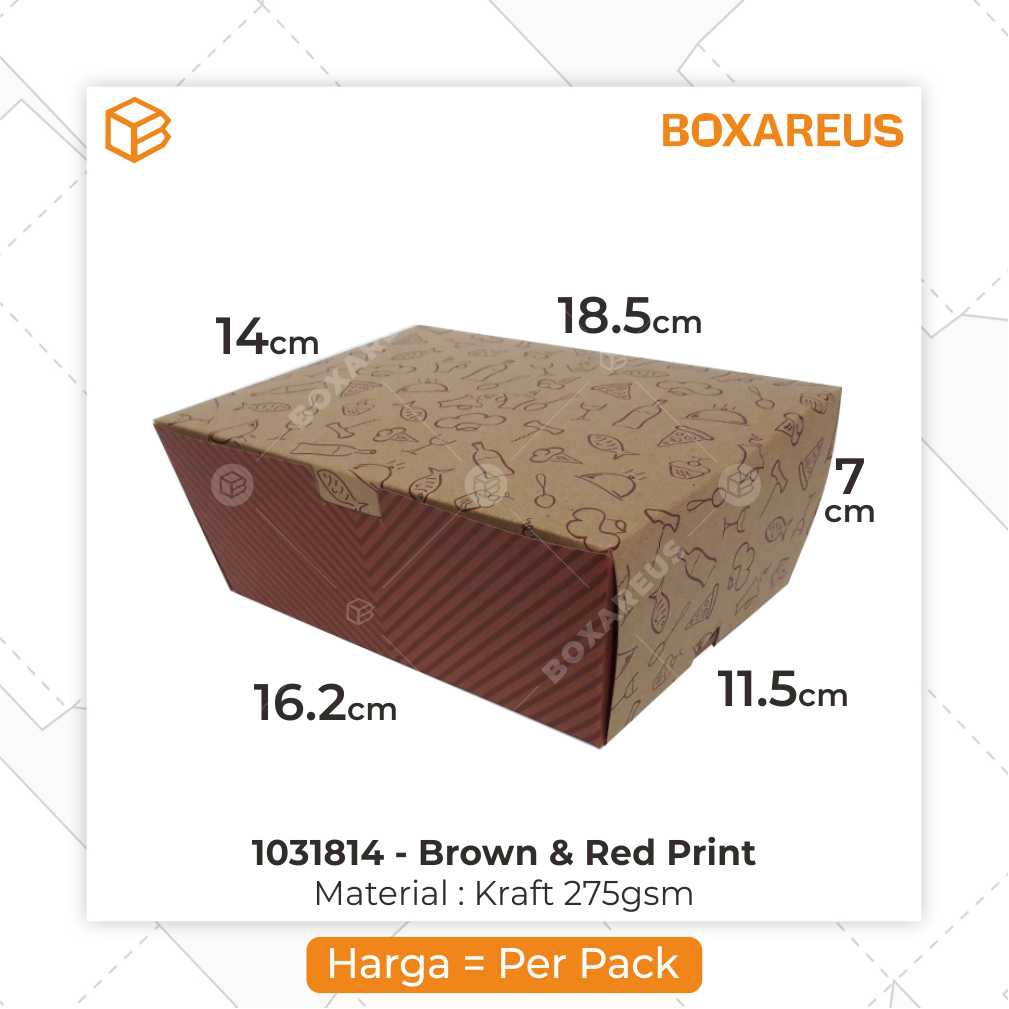 Lunch Box, Box Kotak Kemasan Packaging Makanan, Dus Snack, Dus Kue, Snack Box | 1031814 (50pc)