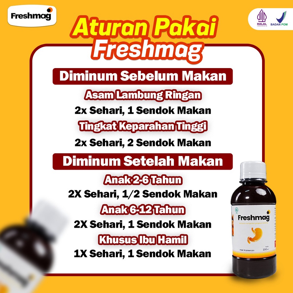 Freshmag Paket 10 Botol - Madu Herbal Atasi Masalah Asam Lambung / Gerd / Maag Kronis 100% Original Menambah Nafsu Makan Isi 200ml