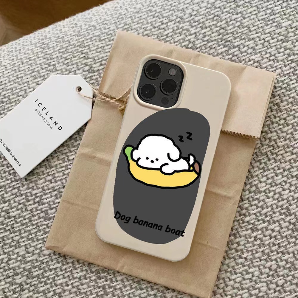 Ins Banana Dog Cocok Untuk Iphone14 14pro 14plus 13 13pro 13prm iPhone 11 7Plus 8Plus Xr XS 13 12 Pro Max Empat Sudut Casing Ponsel Tahan Guncangan