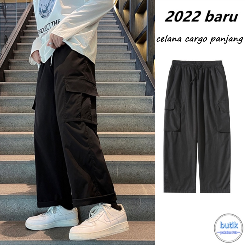 Cargo Pants Pria celana cargo hitam celana panjang cargo pria celana cargo korean style celana banyak kantong pria baggy pants kasual celana korean style pria celana pria panjang