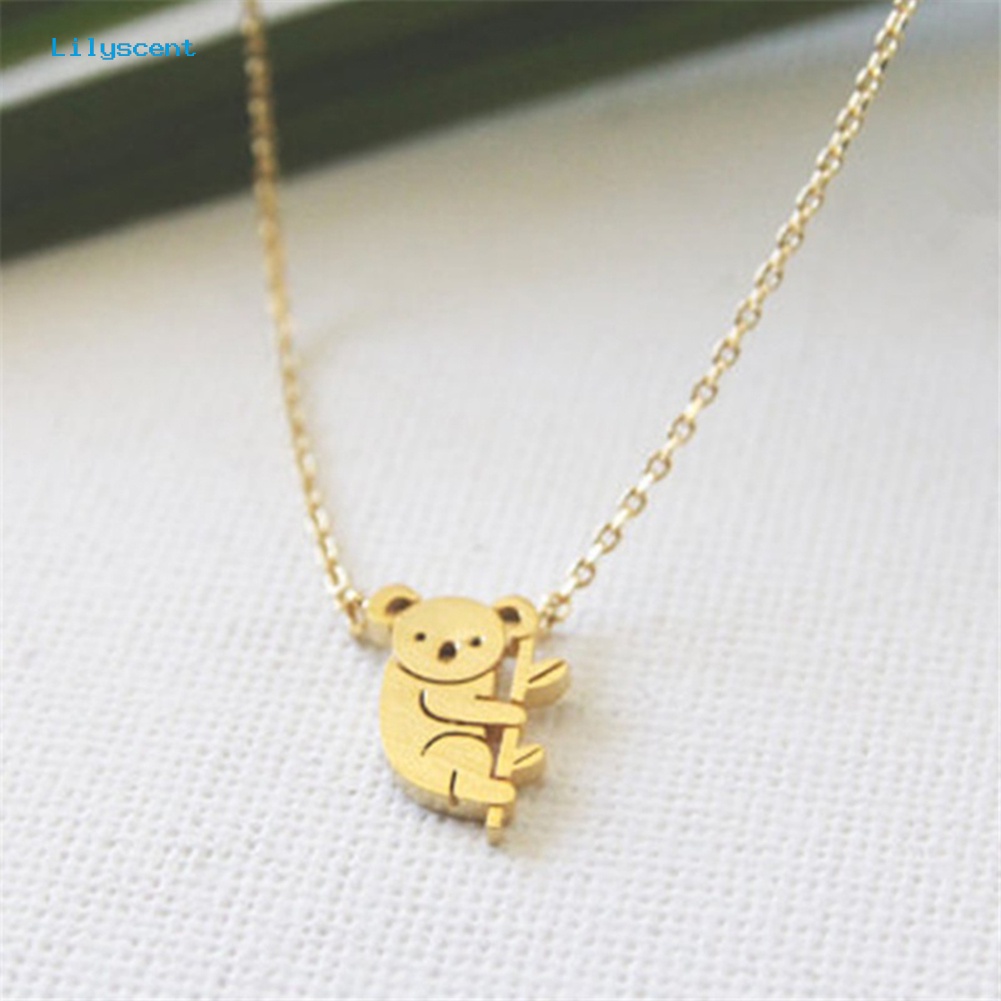 [LS] Lucu Kartun Koala Beruang Hewan Liontin Fashion Wanita Rantai Kalung Perhiasan