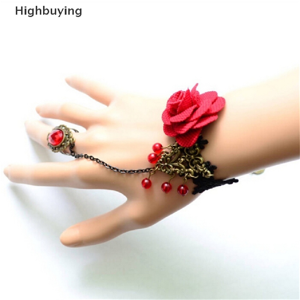 Hbid Fashion Gothic Lolita Retro Vintage Bunga Vampir Jumbai Mawar Renda Gelang Glory