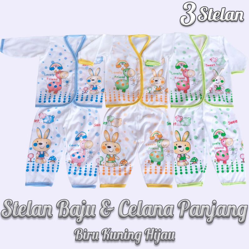 3 set setelan celana panjang bayi / setelan bayi