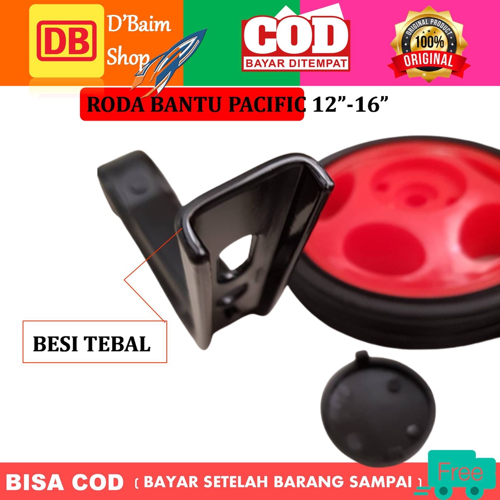 Roda Bantu Sepeda Roda Samping Sepeda Kipingan Sepeda Anak Pacific SP-H803 Untuk 12-16 Inchi