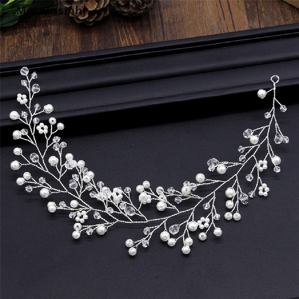 Mornin Fashion Kristal Bando tiara Pengantin Wanita Handmade Simulasi Mutiara Pengantin Pernikahan id