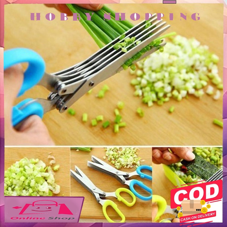 Gunting Sayur 5 Lapis Gunting Dapur 3 Lapis Daun Kitchen Scissor Gunting Daun Bawang Serbaguna Penggunting Sayuran Dapur