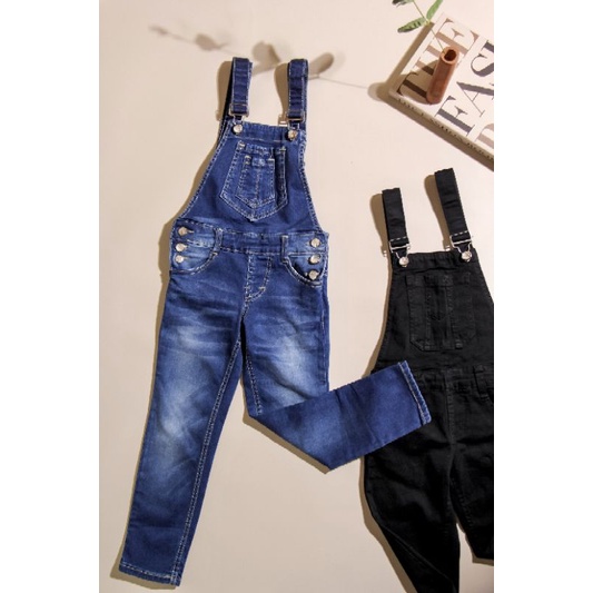 Baju Kodok / Overall celana panjang jeans anak warna HITAM dan JEANS umur 2 - 13 tahun